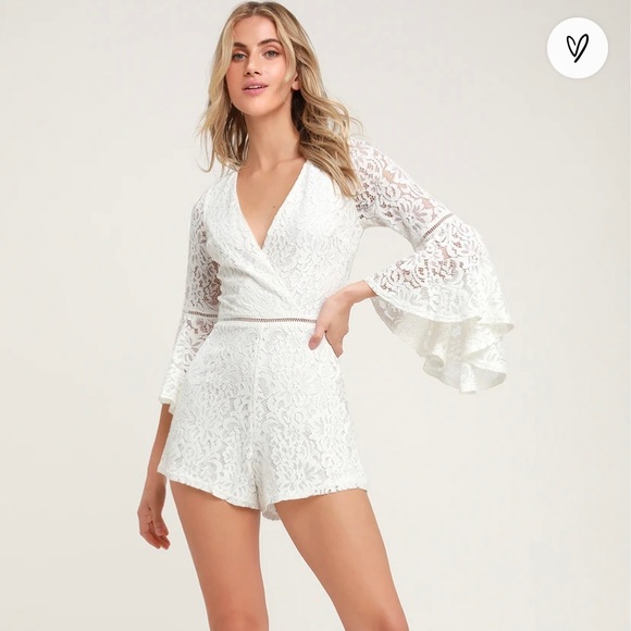 Lulus Pants - Lulus White Babygirl Lace Romper